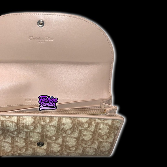 Christian Dior John Galliano Vintage Beige Trotter Monogram Logo Leather Wallet - Picture 14 of 16